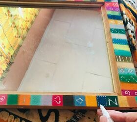 spring refresh 2020 how to colourfully refresh an old mirror frame, Adding paint pen symbols