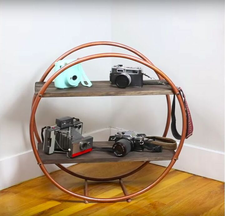 cmo construir un estante de aro de hula una solucin de almacenamiento con estilo, Estanter a de Hula Hoop DIY