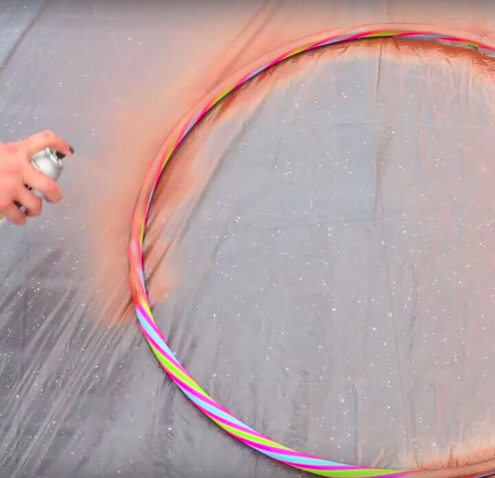 how to build a hula hoop shelf a stylish storage solution, Paint the Hula Hoops