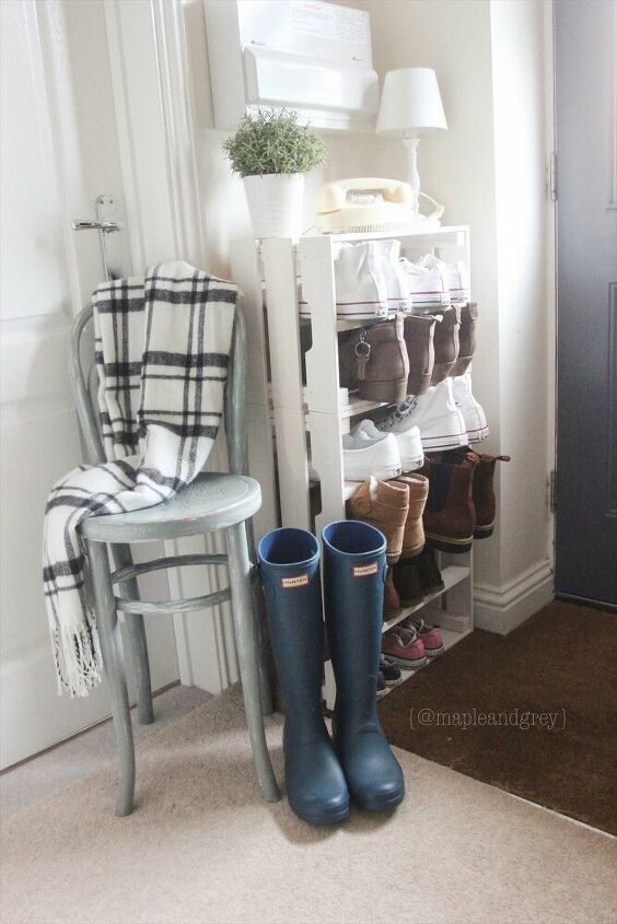 wooden crate shoe storage