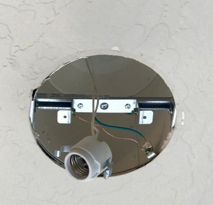 how to replace recessed lighting with a chandelier, The recessed light fixture bar in place