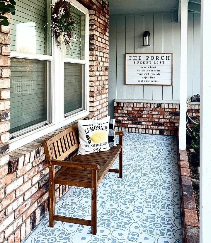 stenciled front porch