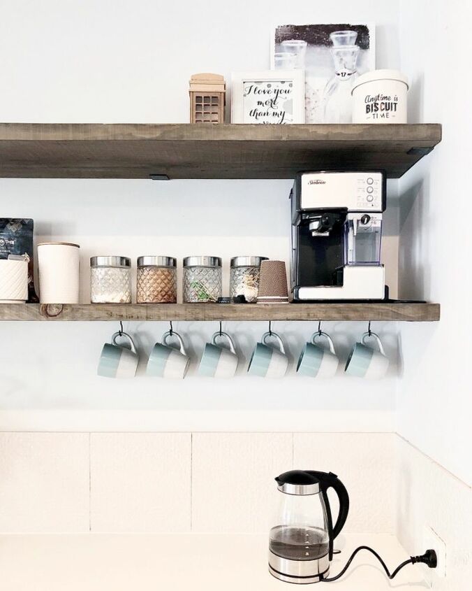 kitchen refresh with recycled timber shelves