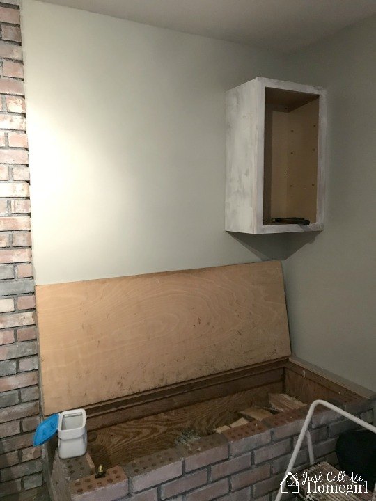 wood stove cabinet built in