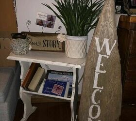 diy welcome sign on drift wood