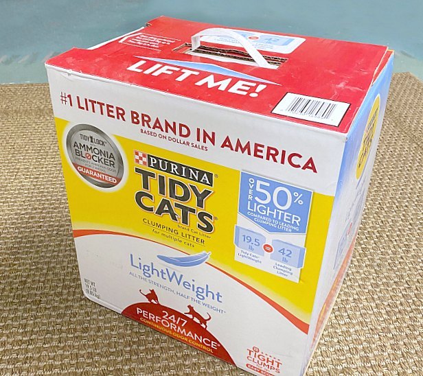 recycled cat litter cardboard box for storage
