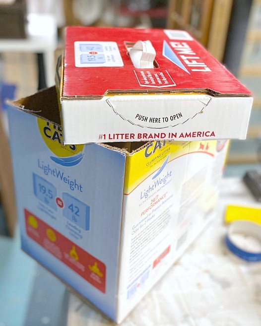 recycled cat litter cardboard box for storage