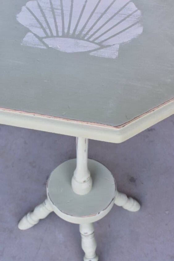 stenciled coastal side table