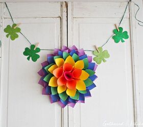 Corona de flores de papel de arco iris DIY