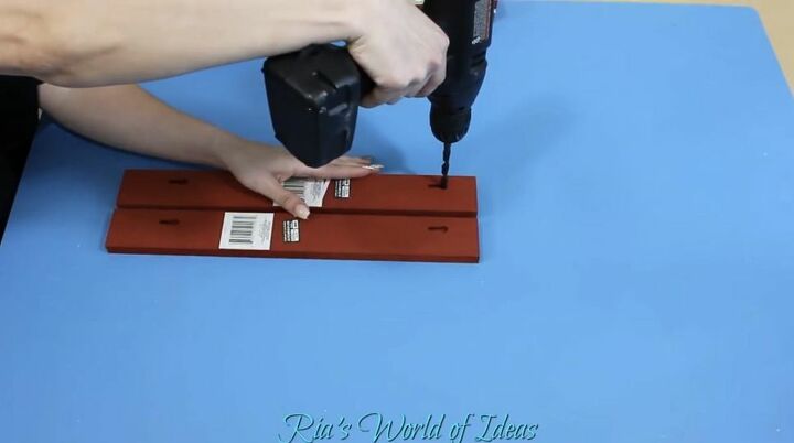 dollar tree diy ladder wall shelf, Drill Holes for Rope Supports