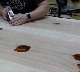 how to make a live edge wooden dining table, Fill Holes with Epoxy