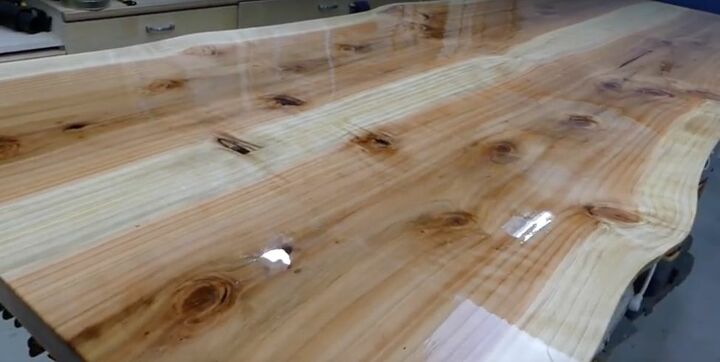 como fazer uma mesa de jantar de madeira de borda viva, selar e polir