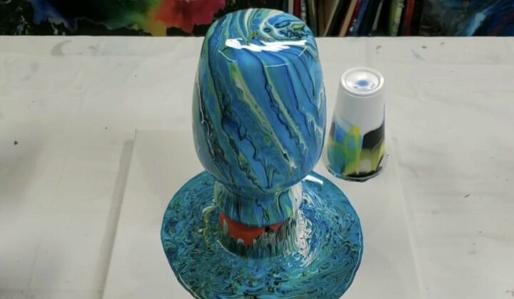 diy acrylic pour vase and canvas for 10, Let Drip and Dry