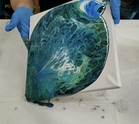 diy acrylic pour vase and canvas for 10, Tilt Canvas to Fill in Center