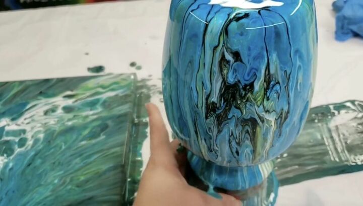 How To Diy Acrylic Pour On A Vase Tree Ring Technique For
