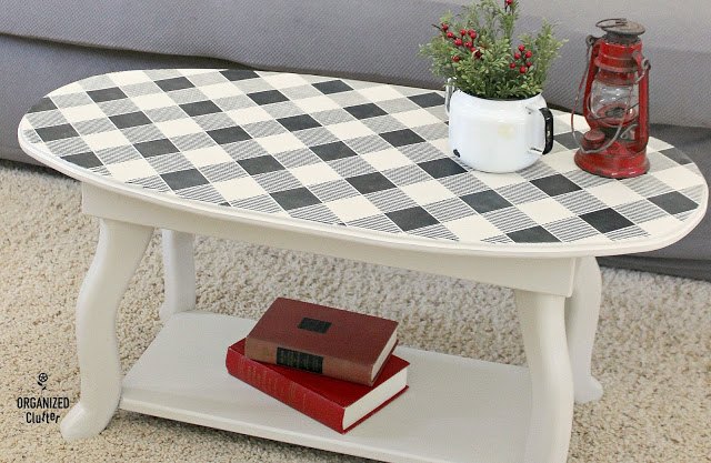 upcycling a dated coffee table with paint and stencils