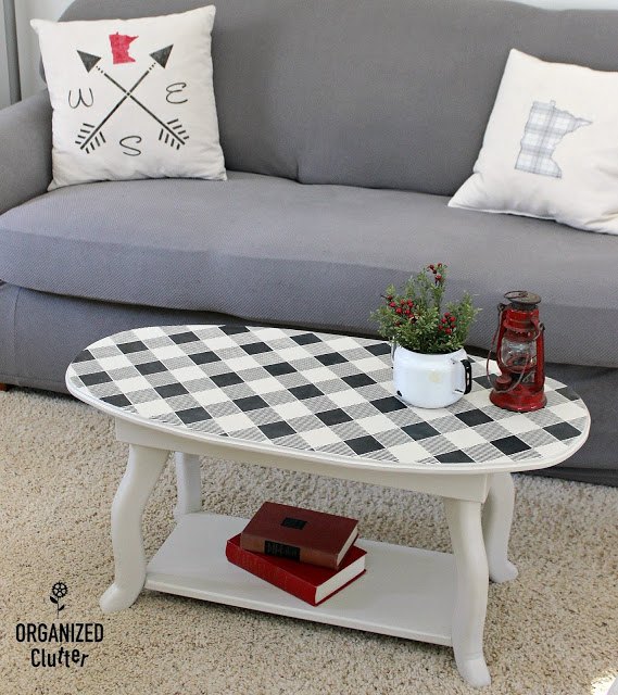 upcycling a dated coffee table with paint and stencils