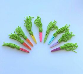 DIY Zanahorias con pinzas de ropa de arco iris