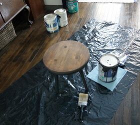 three legged stool makeover paint and stain combo with dipped legs