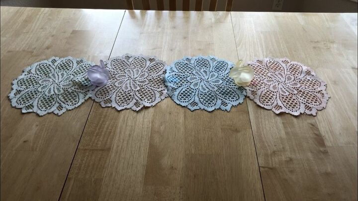 spring doilies dyed with food coloring