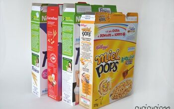 Faça sacolas de presente com caixas de cereal matinal reaproveitadas.