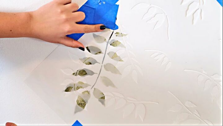 como fazer um estncil de folha de aquarela para uma parede botnica de berrio