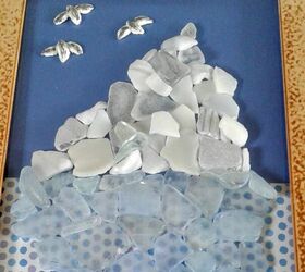 iceberg straight ahead seaglass art, Colored Background and Seagulls Added