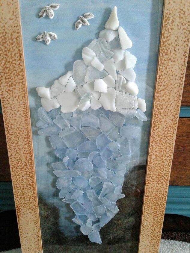 iceberg em frente arte em vidro do mar, Close up de vidro do mar