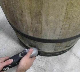 diy wine barrel cabinet, Cut Barrel