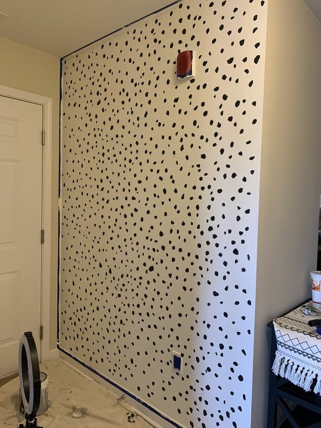 diy dalmatian accent wall entryway makeover