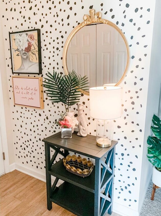 diy dalmatian accent wall entryway makeover