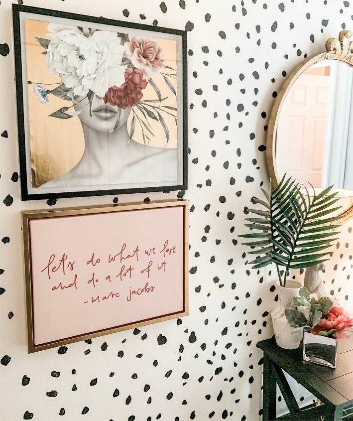 diy dalmatian accent wall entryway makeover