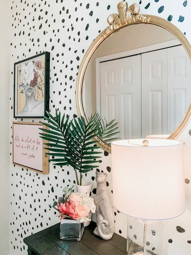 diy dalmatian accent wall entryway makeover