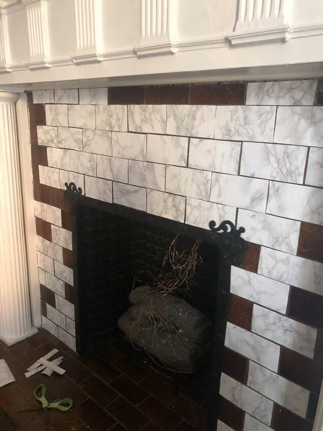 faux marble fireplace