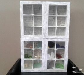 curio wall cabinet made from dollarstore tea boxes, Filling with my Treasures