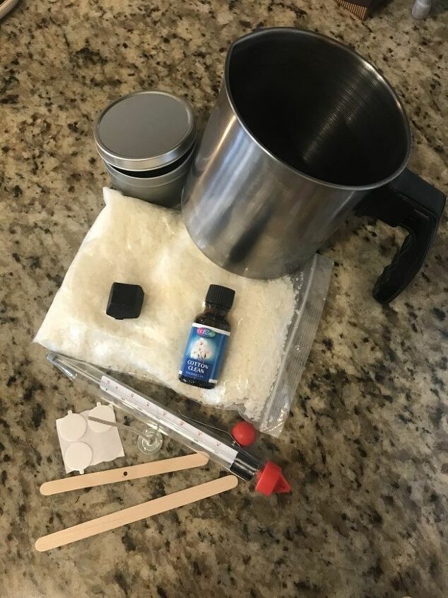 how to start making your own candles, Use these supplies to make one candle
