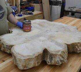 diy maple and metal table, Finish Table