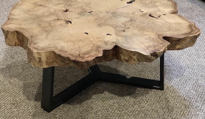 diy maple and metal table, Maple Table with Metal Base