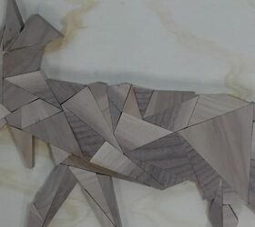 diy geometric animals wood art, Glue Pieces into Desired Shape