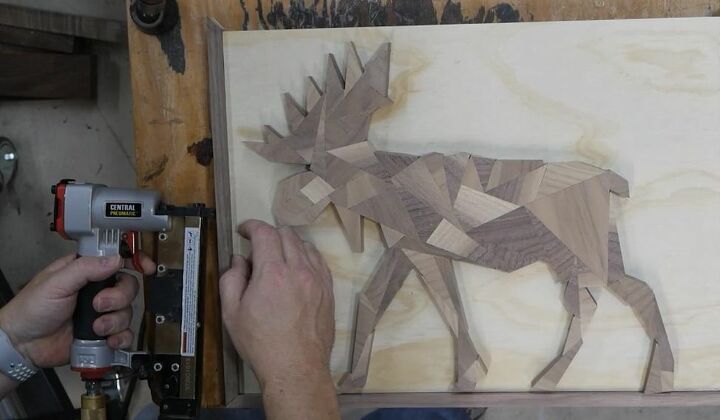 diy geometric animals wood art, Attach the Frame