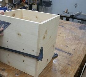 diy burned finish kindling box, Clamp Boards and Measure and Mark Domino Holes