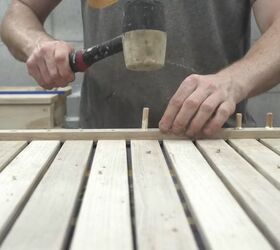how to make a steam bent chair, Install Dowels with a Mallet