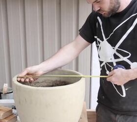 diy wood and copper climbing trellis, Measure the Pot