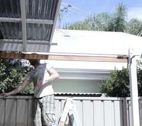 diy wood privacy screen, Attach Decking Boards to the Pergola