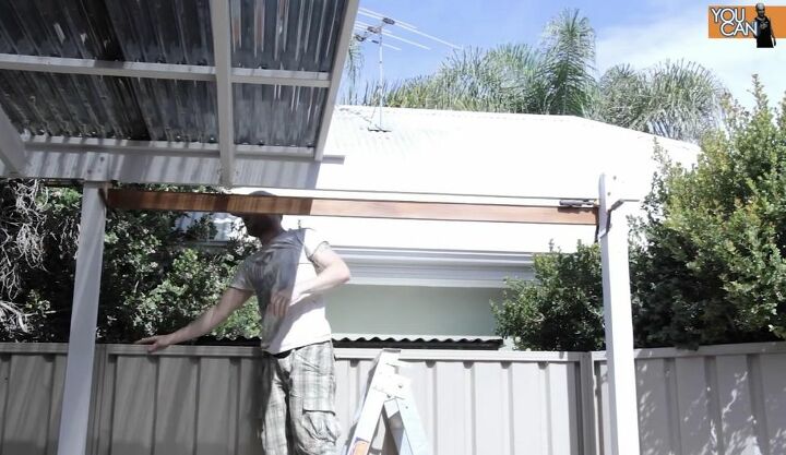 diy wood privacy screen, Attach Decking Boards to the Pergola