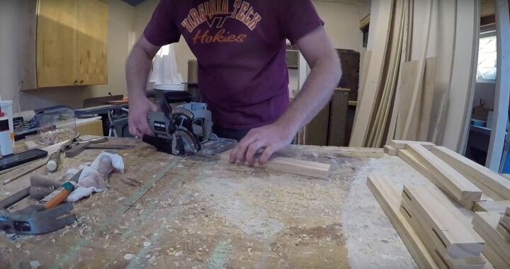 how to build your own simple shaker style cabinet doors, Add Biscuits