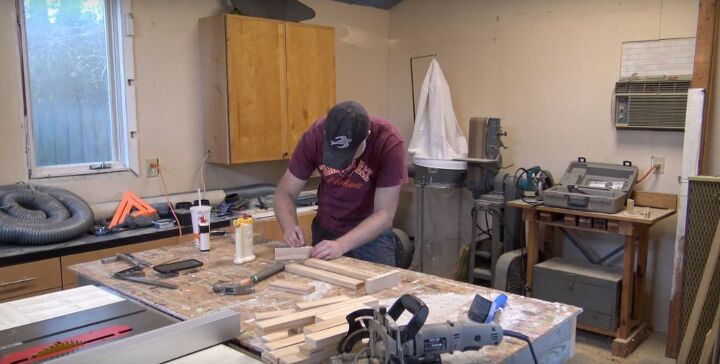 how to build your own simple shaker style cabinet doors, Glue Biscuits