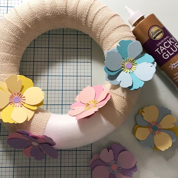 spring garland with paper flowers