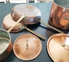 polishing vintage copper cookware