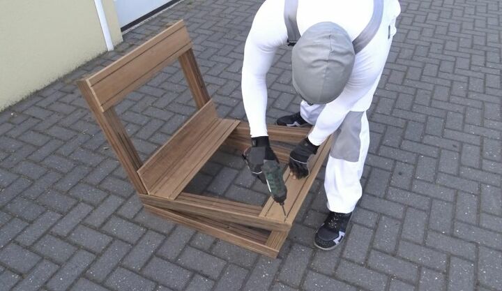 fence to furniture flip diy chairs, Attach Slat Boards to Chair